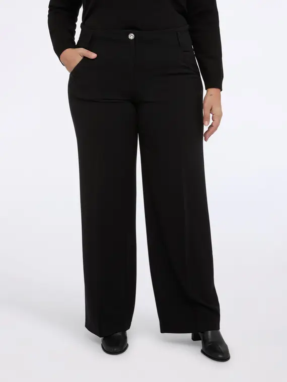 Pantaloni Wide Leg in tessuto scuba Donna, Nero (58 IT)