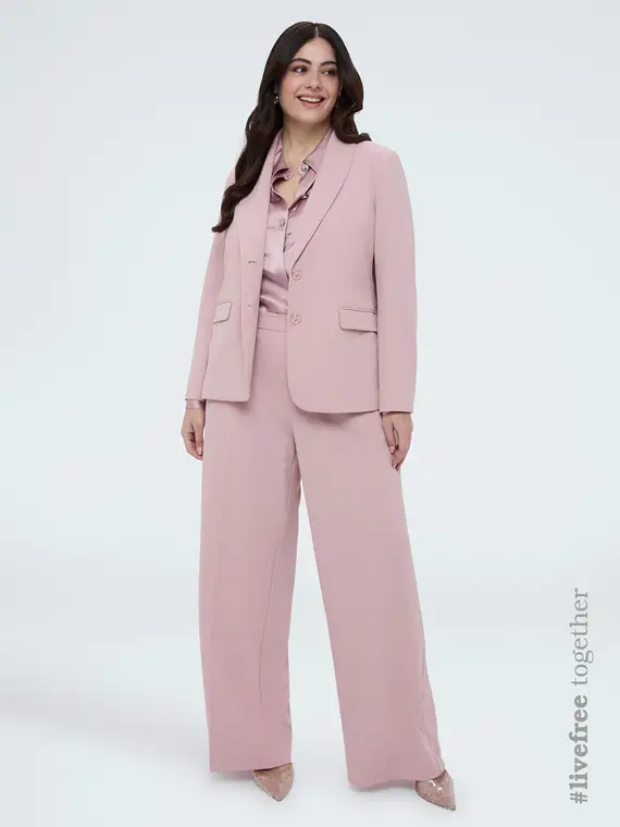 Pantaloni Wide Leg in tessuto stretch Donna, Rosa (56-58 IT)