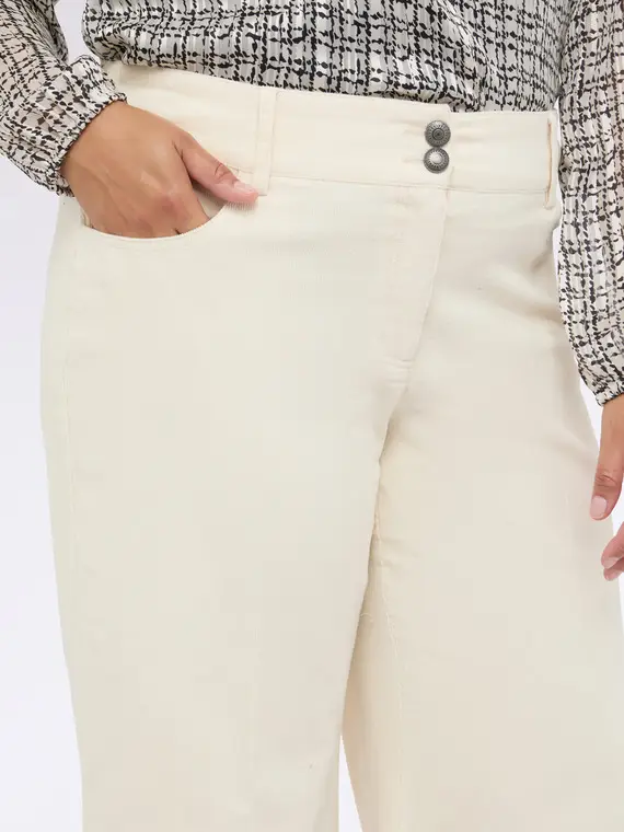 Pantaloni wide leg in velluto a coste Donna, Bianco (58 IT) miniatura 3