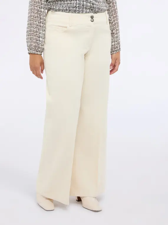 Pantaloni wide leg in velluto a coste Donna, Bianco (58 IT)