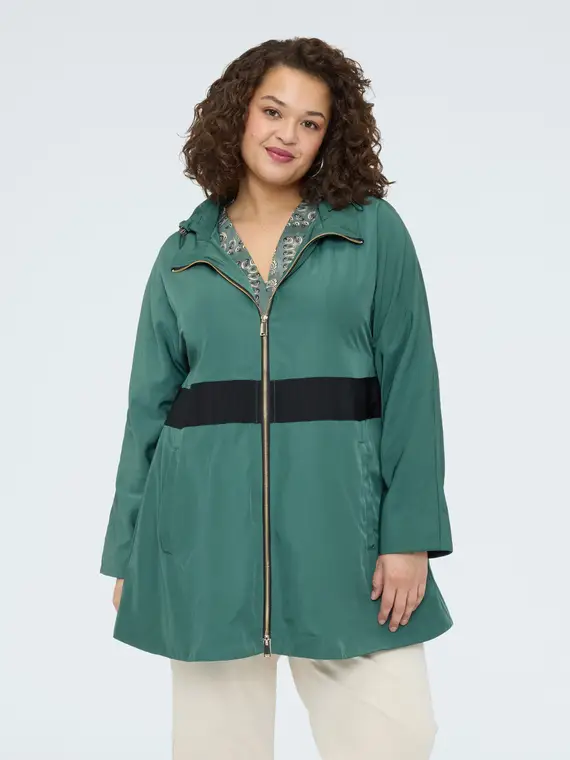 Parka con fascia a contrasto Donna, Verde militare (50 IT)