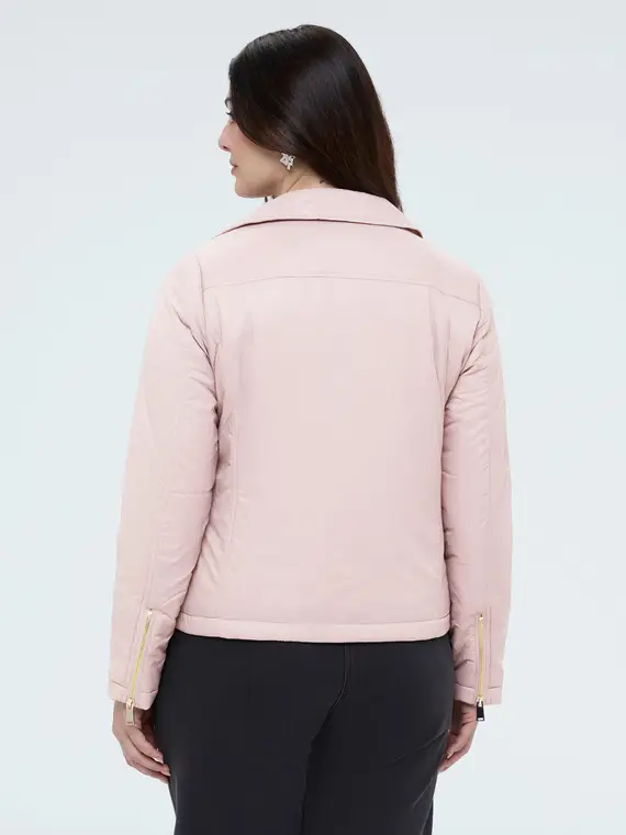 Piumino biker con chiusura asimmetrica Donna, Rosa (46 IT) miniatura 2