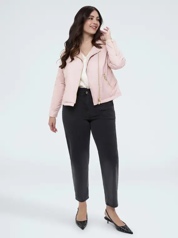 Piumino biker con chiusura asimmetrica Donna, Rosa (46 IT) miniatura 3