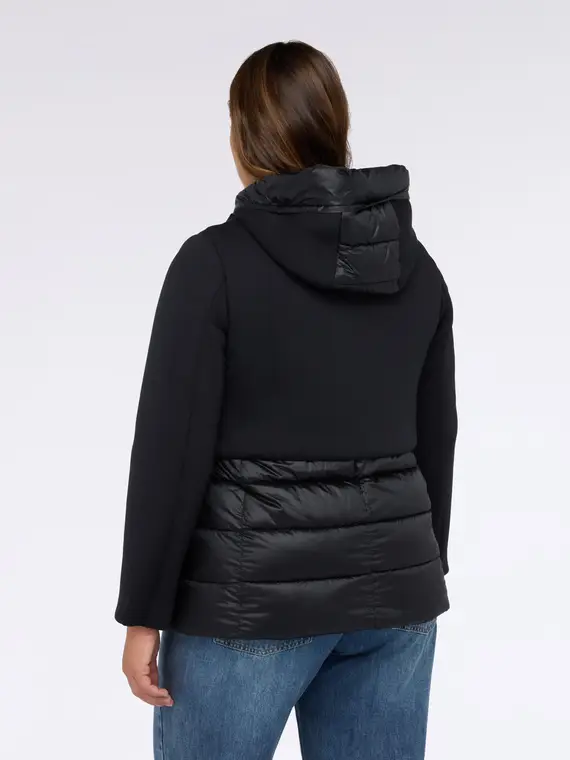 Piumino bimaterico con cappuccio Donna, Nero (58 IT) miniatura 2