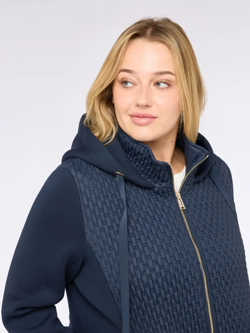 Fiorella Rubino - Piumino bimaterico leggero con cappuccio Donna, Blu Taglia: 47 (56 IT) miniatura 3