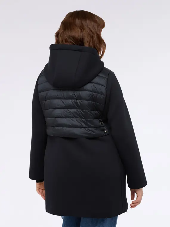 Piumino bimaterico lungo con cappuccio Donna, Nero (58 IT) miniatura 2