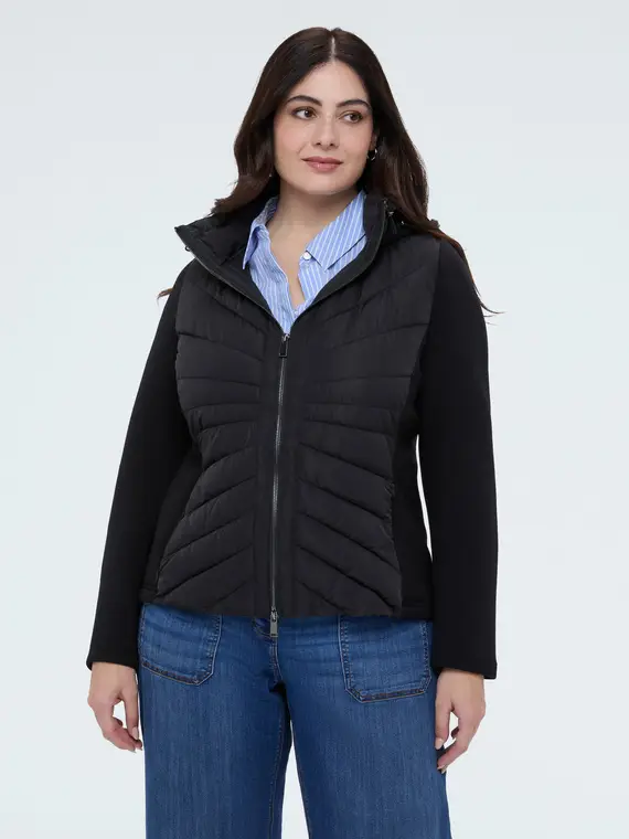 Piumino bimaterico trapuntato chevron Donna, Nero (56 IT) miniatura 3