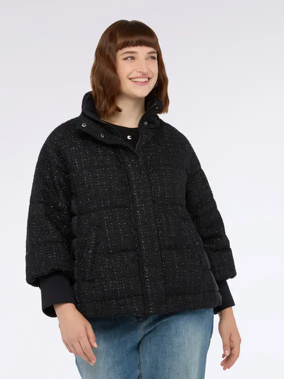 Piumino dal design bimaterico Donna, Nero (58 IT) miniatura 3