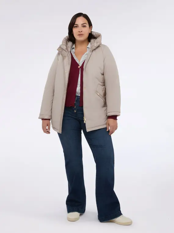 Piumino ibrido con cappuccio Donna, Grigio (52 IT)