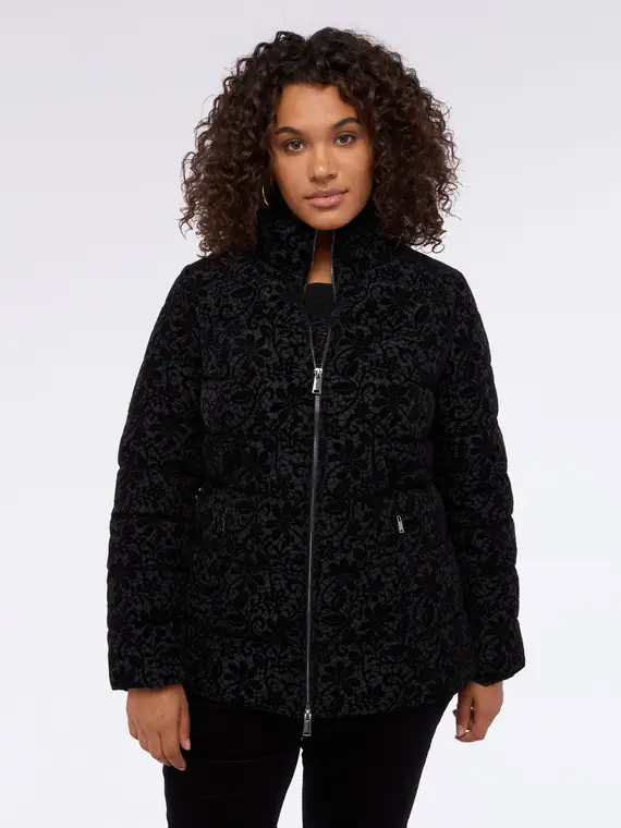 Piumino lavorato in pizzo Donna, Nero (56 IT) miniatura 3