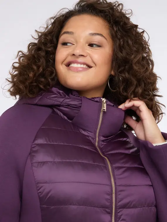 Piumino leggero bimaterico Donna, Viola (58 IT) miniatura 3