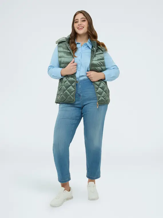 Piumino smanicato con cappuccio Donna, Verde militare (60-62 IT) miniatura 3