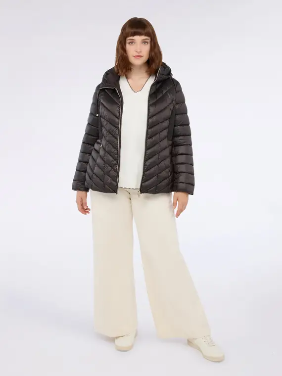 Piumino trapuntato con cappuccio Donna, Marrone (56 IT)