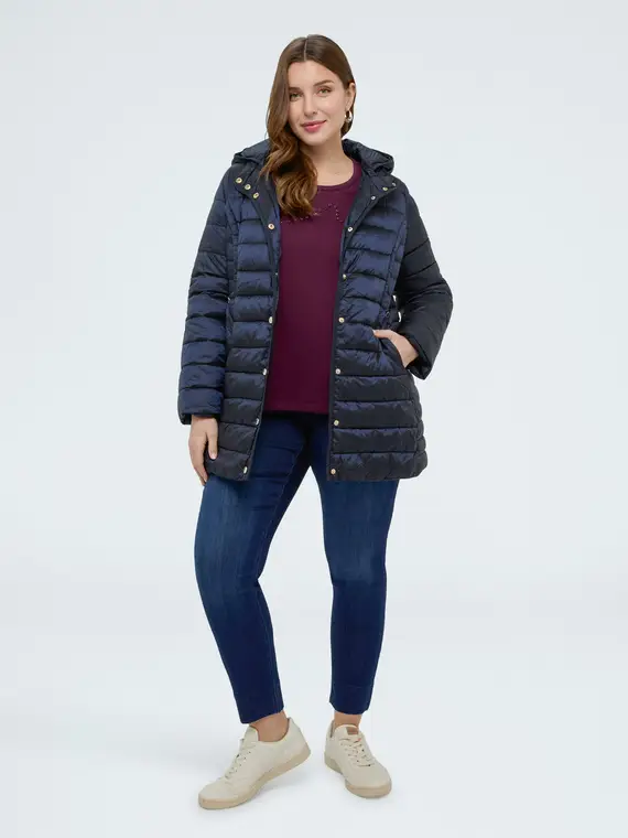 Piumino trapuntato con cappuccio rimovibile Donna, Blu (58 IT) miniatura 3