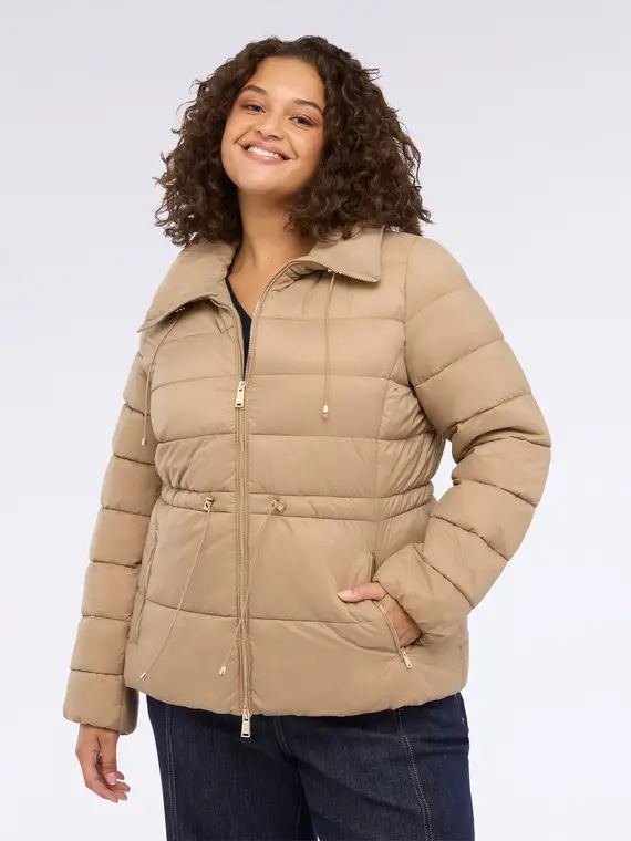 Piumino trapuntato con collo alto Donna, Beige (46 IT) miniatura 3