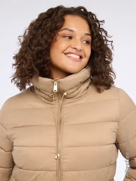 Piumino trapuntato con collo alto Donna, Beige (46 IT)