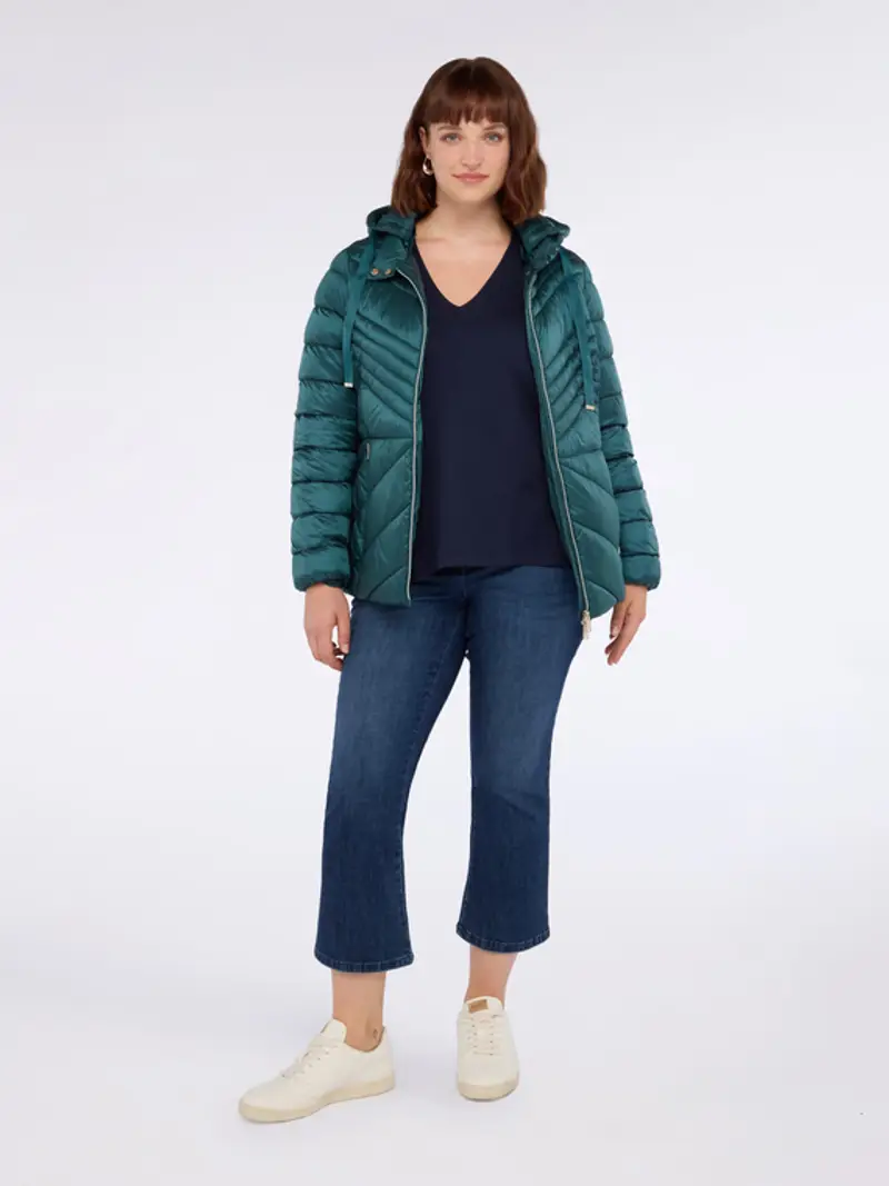 Piumino trapuntato disegno chevron con cappuccio Donna, (58 IT)