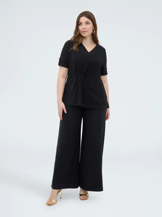 T-shirt in jersey con drappeggio Donna, Nero (64 IT)