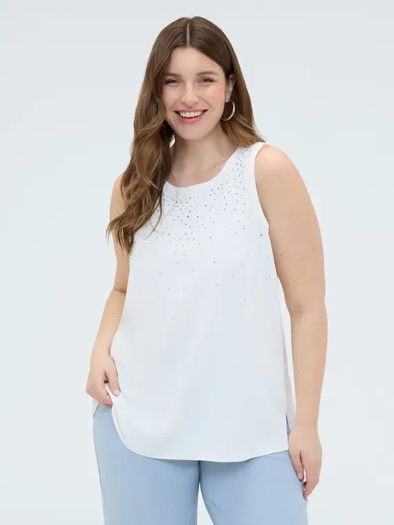 Top con applicazioni luminose Donna, Bianco (48-50 IT)