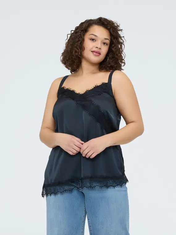 Top in raso con dettagli in pizzo Donna, (46 IT)