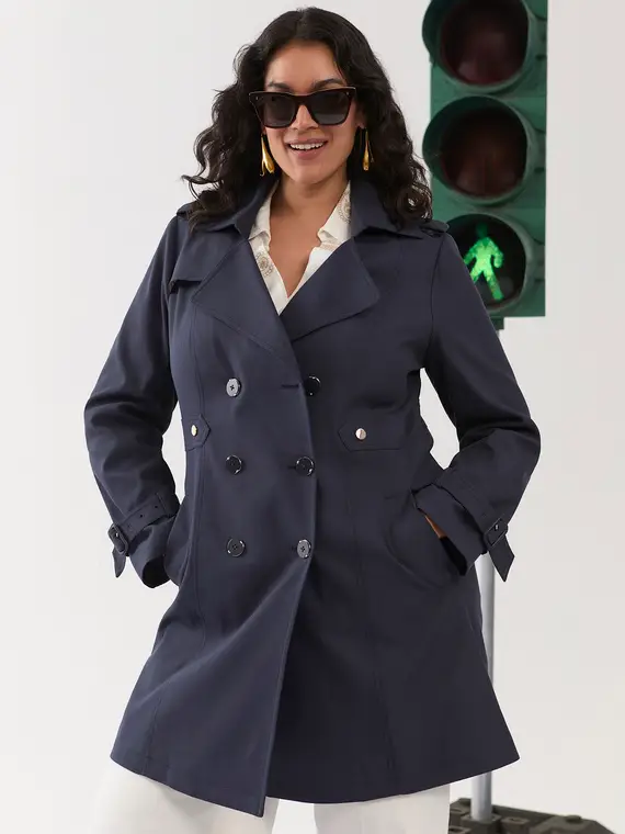 Trench chiusura doppiopetto Donna, Blu (52 IT)