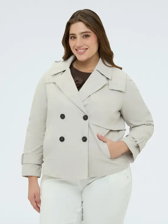 Trench corto doppiopetto Donna, Bianco (58 IT)