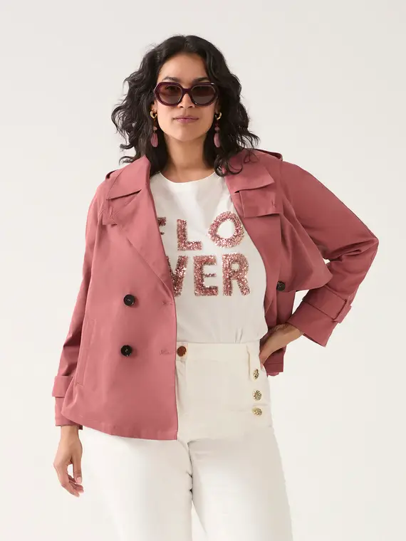 Trench corto doppiopetto Donna, Rosa (58 IT)