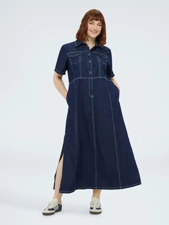 Vestito chemisier in denim Donna, Blu (56 IT)