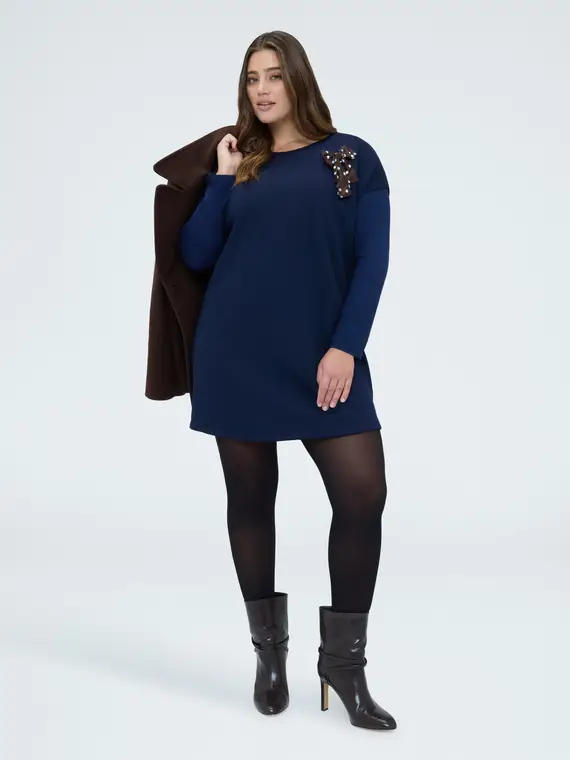 Vestito corto con fiocco a pois Donna, Blu (60-62 IT)