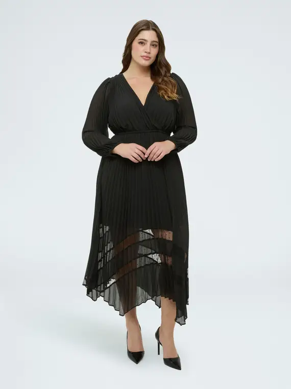 Vestito DREAM in georgette plissé Donna, Nero (56 IT)