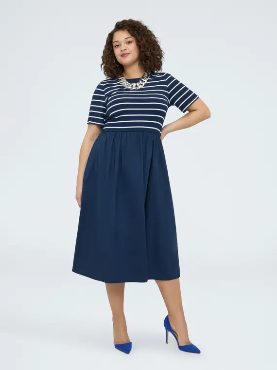 Vestito ibrido linea ad A Donna, Blu (60-62 IT)