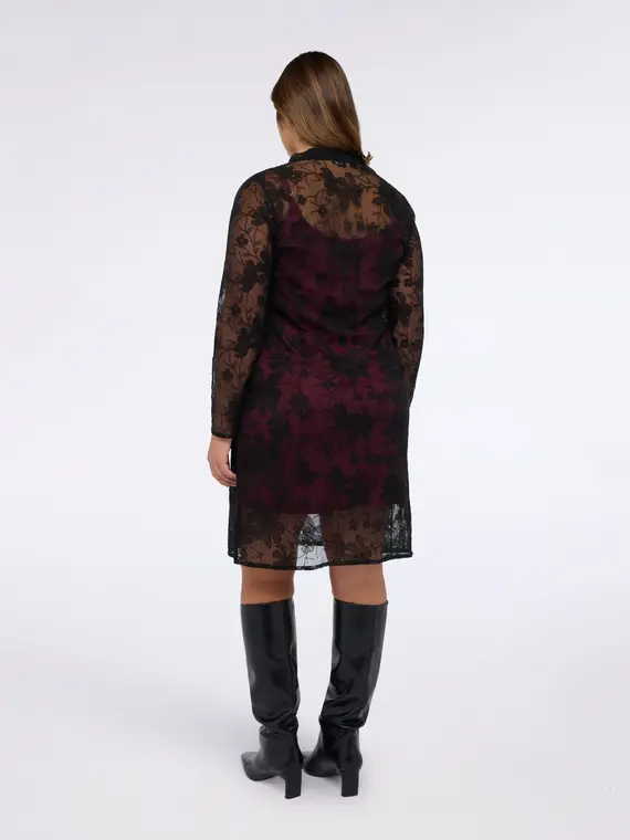 Vestito in pizzo con sottoveste a contrasto Donna, Nero (52 IT) miniatura 2