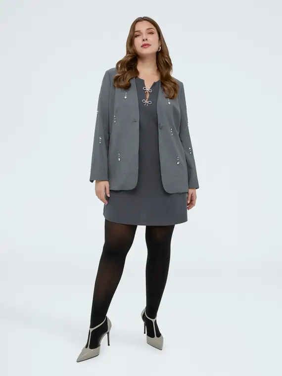 Vestito in Punto Milano con fiocchetti Donna, Grigio (44-46 IT) miniatura 2