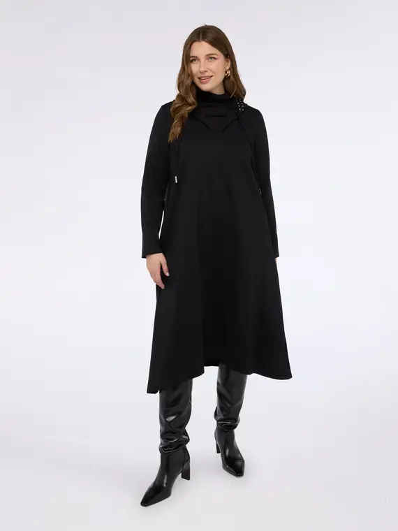 Vestito lungo con cappuccio Donna, Nero (60-62 IT) miniatura 3