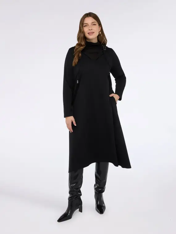 Vestito lungo con cappuccio Donna, Nero (60-62 IT)