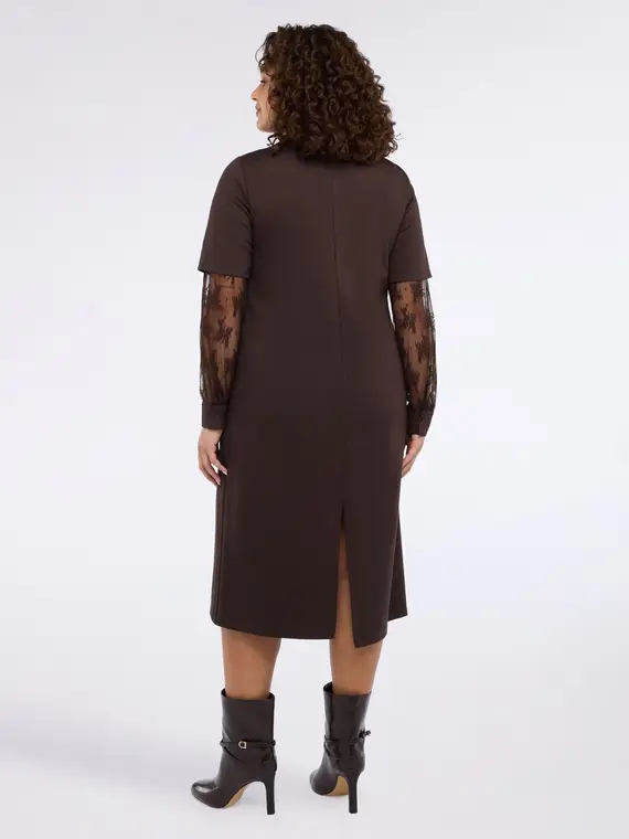 Vestito lungo in Punto Milano Donna, Marrone (60-62 IT) miniatura 2