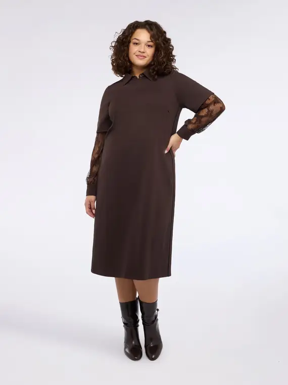 Vestito lungo in Punto Milano Donna, Marrone (60-62 IT)