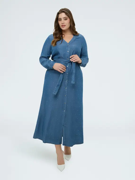 Vestito POWER in denim con punti luce Donna, Blu (58 IT)