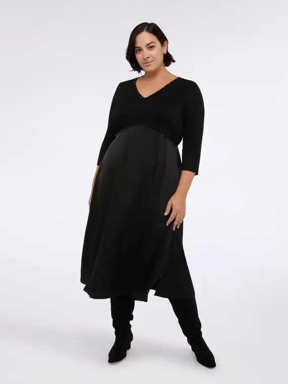 Vestito PRETTY ibrido con scollo a V Donna, Nero (58 IT) miniatura 3