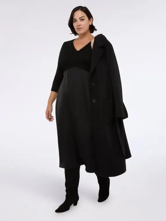 Vestito PRETTY ibrido con scollo a V Donna, Nero (58 IT)