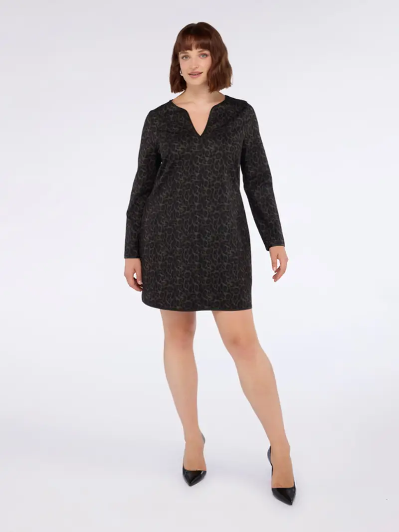 Vestito regular con stampa e scollo a V Donna, (58 IT)