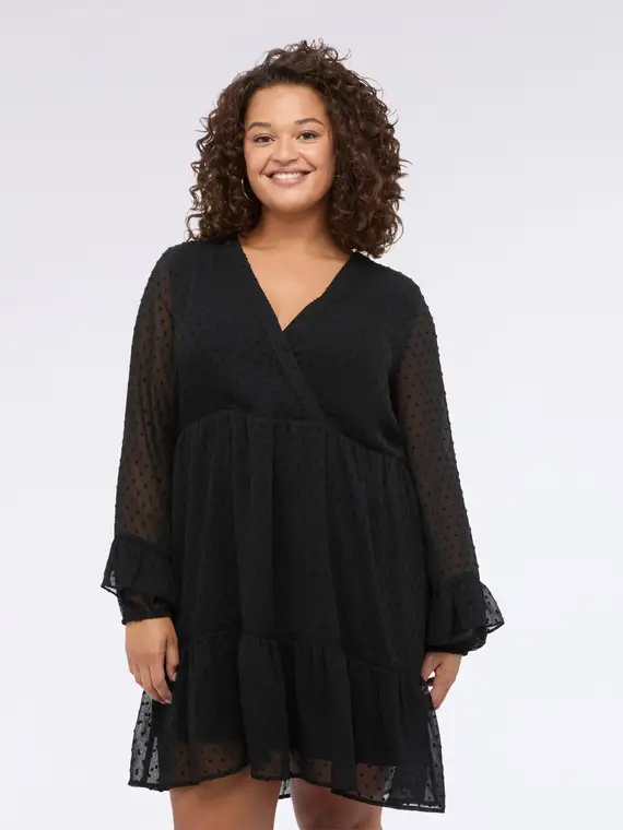 Vestito SMILE in tessuto plumetis Donna, Nero (56 IT) miniatura 3