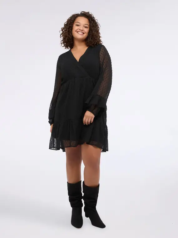 Vestito SMILE in tessuto plumetis Donna, Nero (56 IT)