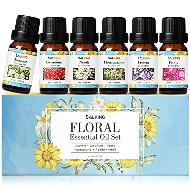 Fiori Oli Essenziali per Diffusori, SALKING Set di Olio Essenziale Puri candele fai da te, Massaggi, Aromaterapia,