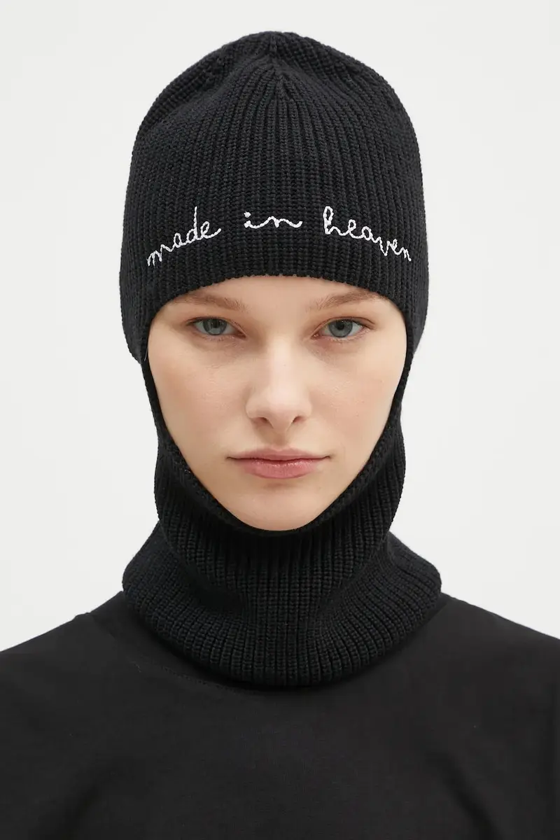 balaclava in lana Embroidered Balaklava colore nero U01FPAHA217KN05BK01