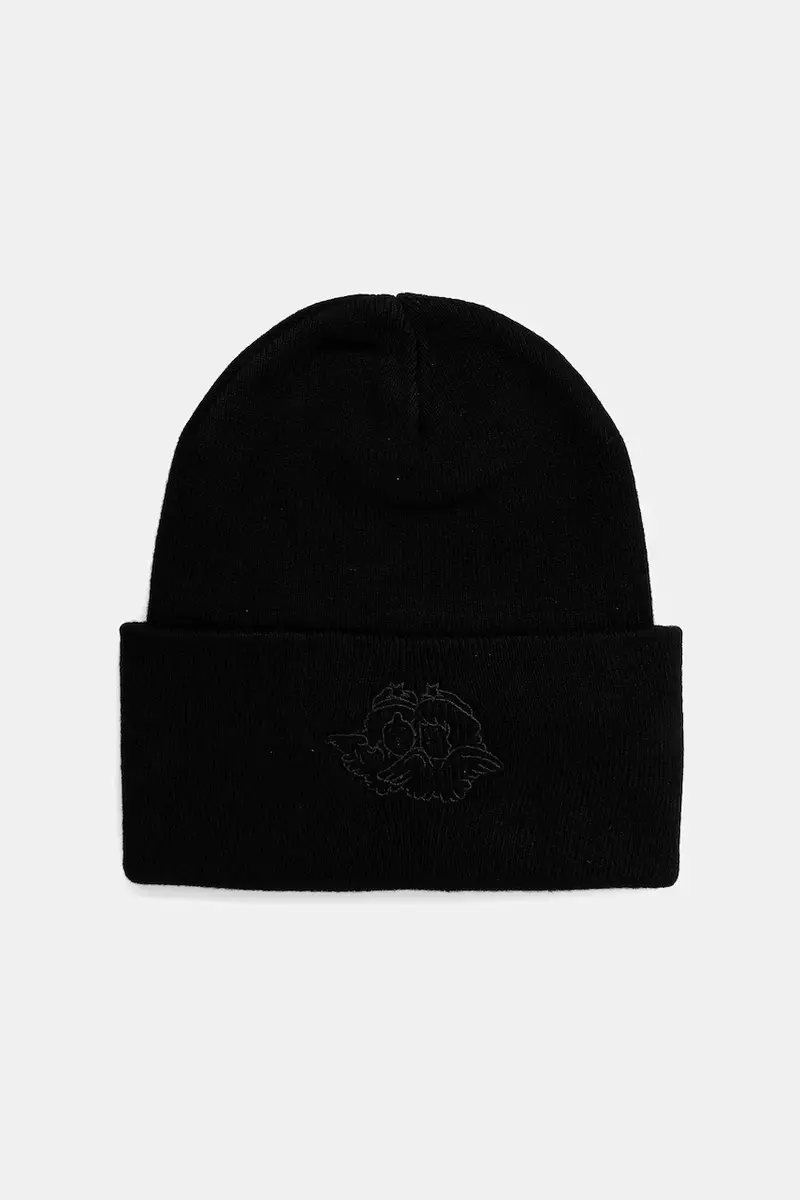berretto in cotone Angel Embroidered Nero