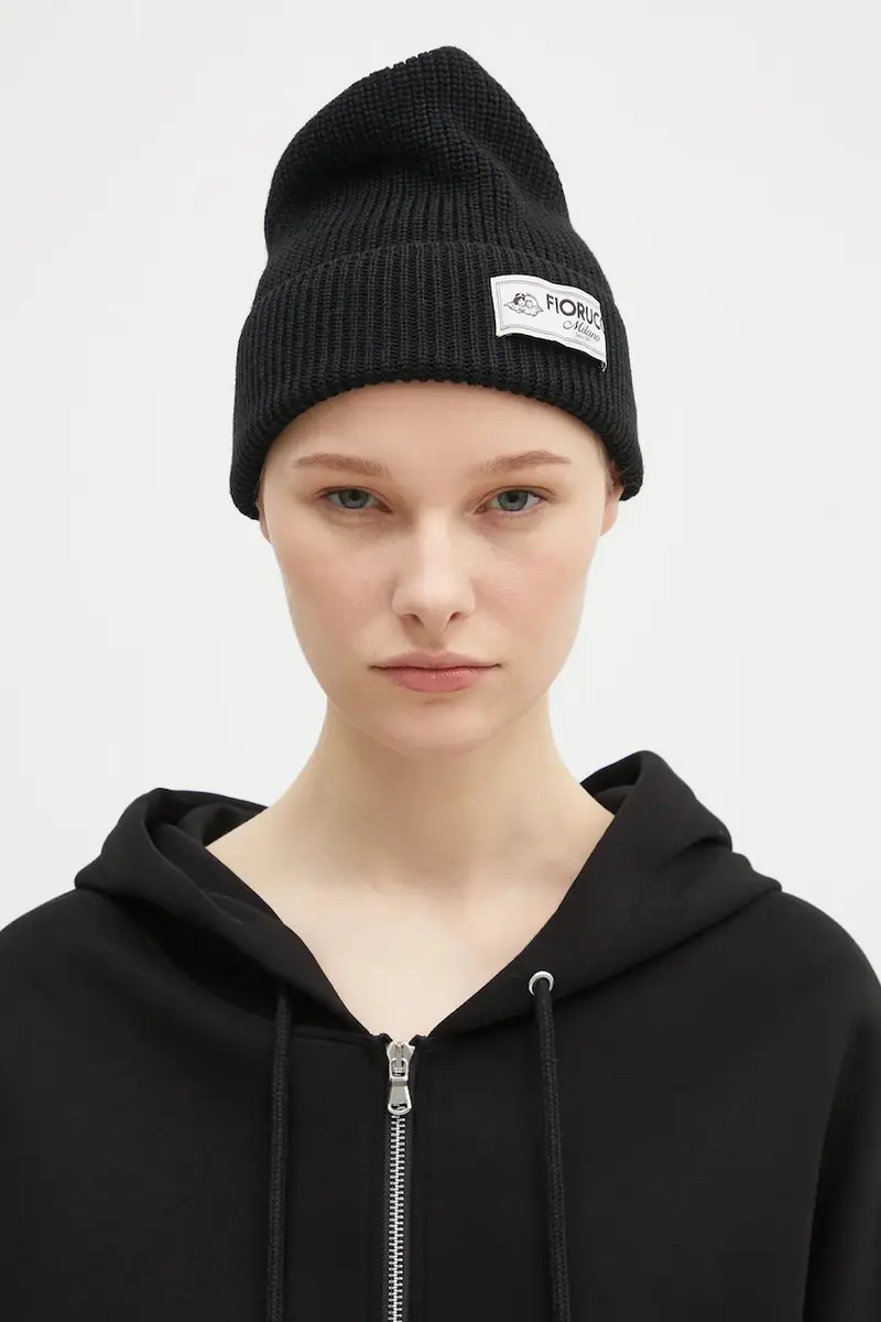 berretto in misto lana Knit Logo Beanie colore nero U01FPAHA216KN05BK01