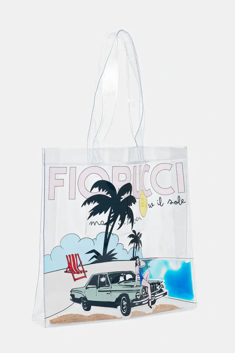 borsetta Beach Print Pvc Tote Transparente miniatura 2