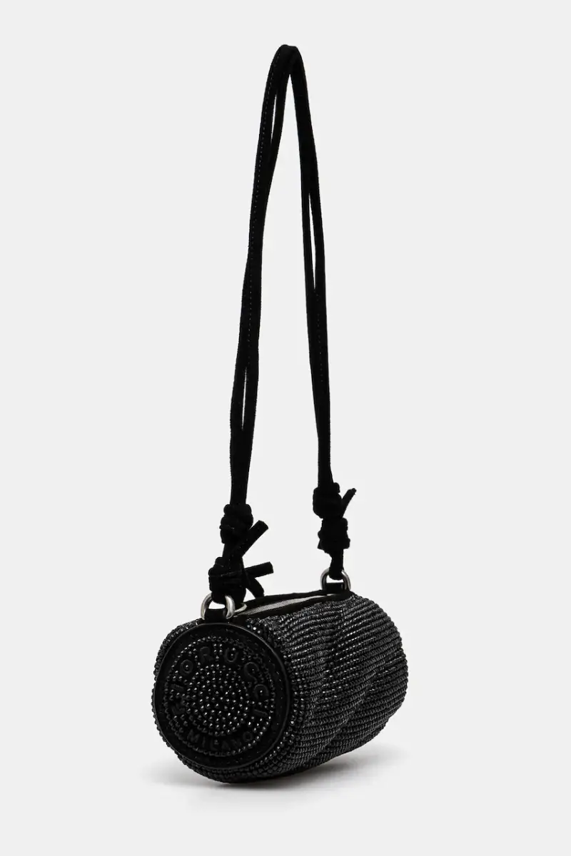 borsetta Suede Rhinestone Micro Mella Nero miniatura 2