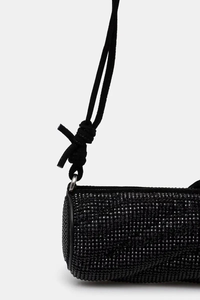 borsetta Suede Rhinestone Micro Mella Nero miniatura 3